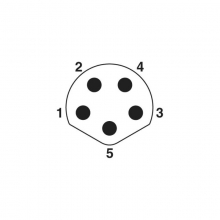 PCB Connector, Solder, B Code - M8 5pins B code male straight rear panel mount connector, unshielded, solder